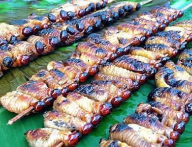Jika Anda berkesempatan berkunjung ke Papua, jangan lupa untuk mencoba sate ulat sagu.
