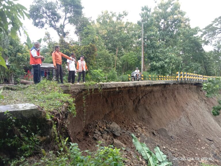 Tebing Sungai Bengawan Solo Longsor di Desa Gadon Cepu Blora, Putus Akses Jalan Kabupaten, 2 Rumah Terancam