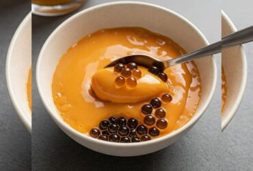 Thai Tea Boba Pudding, Lembutnya Pudding Teh Tarik dengan Kenyalnya Boba yang Bikin Nagih