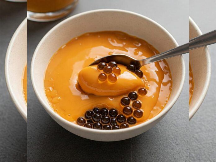 Thai Tea Boba Pudding, Lembutnya Pudding Teh Tarik dengan Kenyalnya Boba yang Bikin Nagih