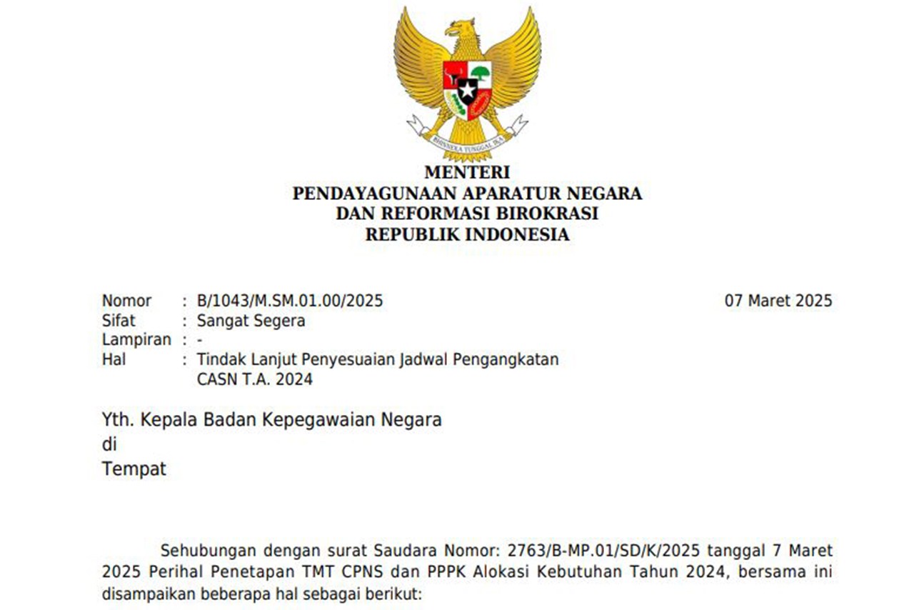 Surat Edaran MenPANRB Tentang Penundaan Pengangkatan CPNS dan PPPK 2024