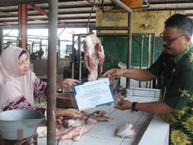DP4 Blora Pasang Plakat Halal di Kios Pedagang Daging Sapi