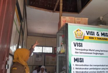 SDN 1 Tanjung Minim Fasilitas, Ruang Kelas Disekat, Bagian Atap Nyaris Ambrol